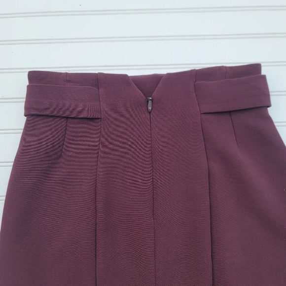 Eva Mendes NY&Co Burgundy Textured Pencil High Waist Skirt Lined Size 0 - Picture 6 of 10